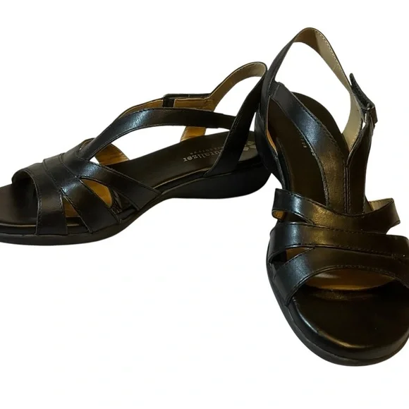 Naturalized Neina Black Leather Women's Sandals 7.5 - Picture 2 of 3